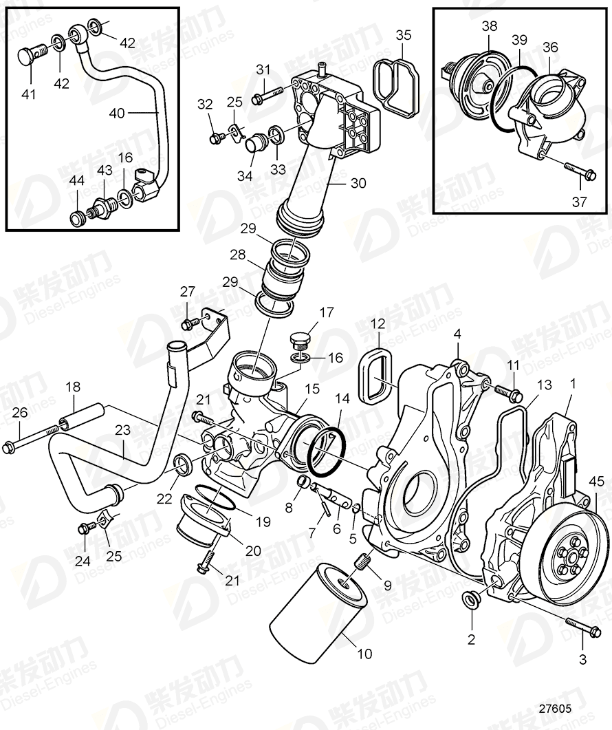 VOLVO Coolant pump 3801102 Drawing